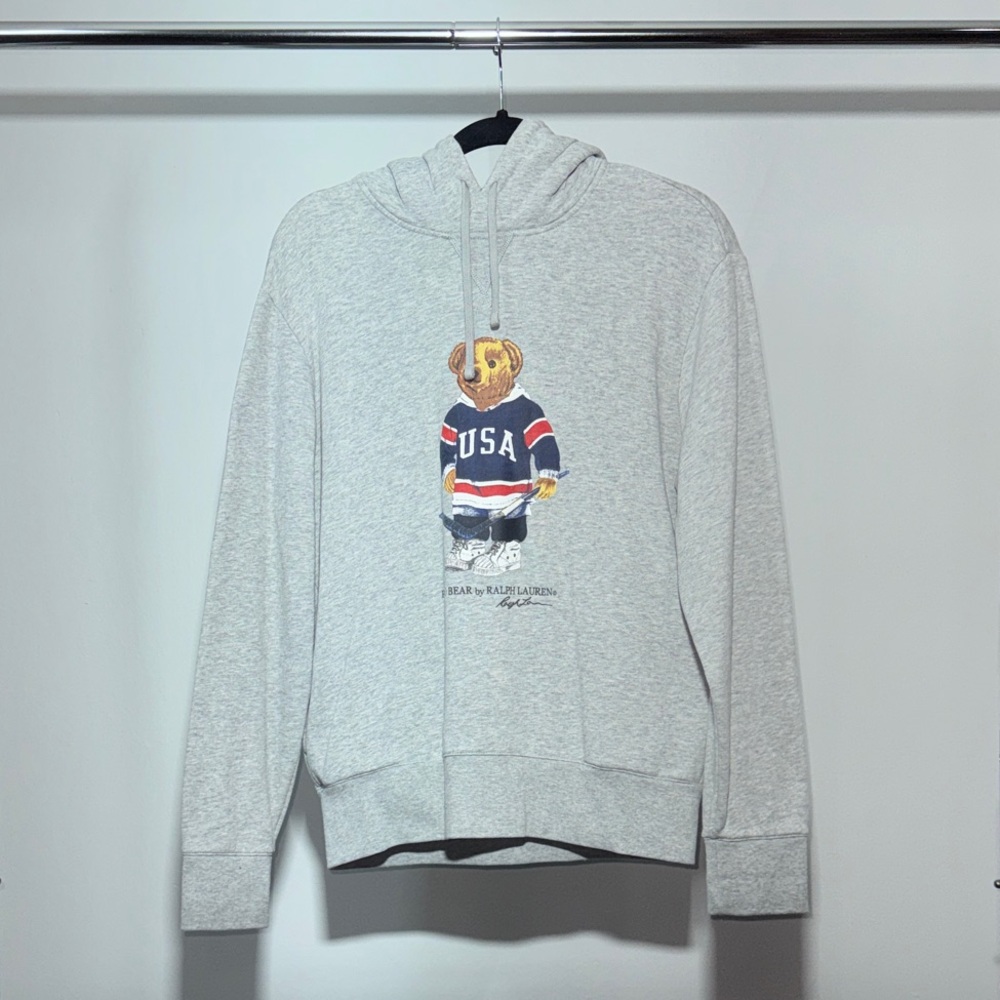Polo Ralph Lauren Bear Gray Hoodie Size M